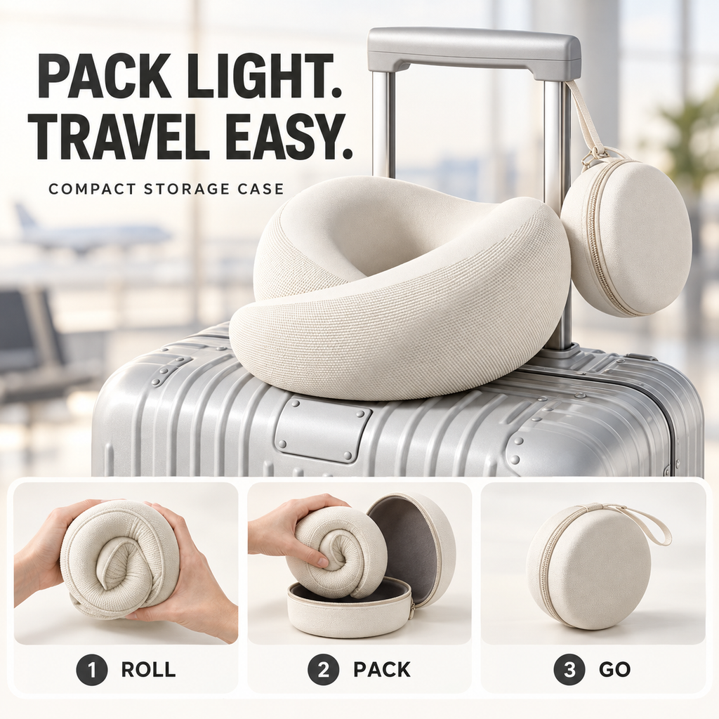 360° Memory Foam Neck Pillow with Case