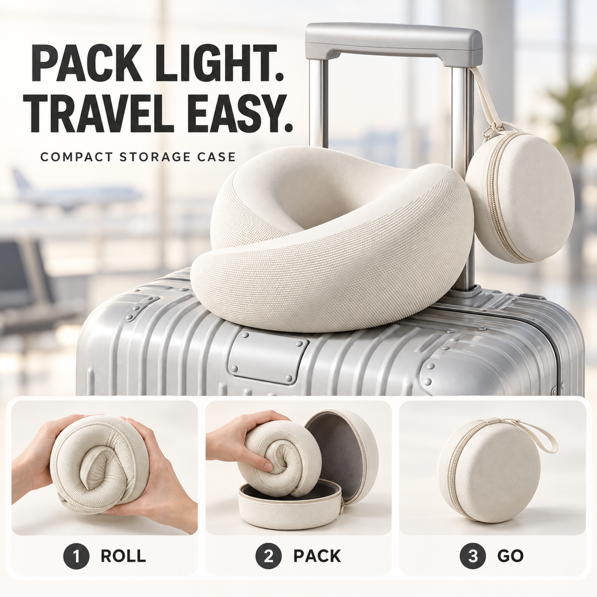 360° Memory Foam Neck Pillow with Case